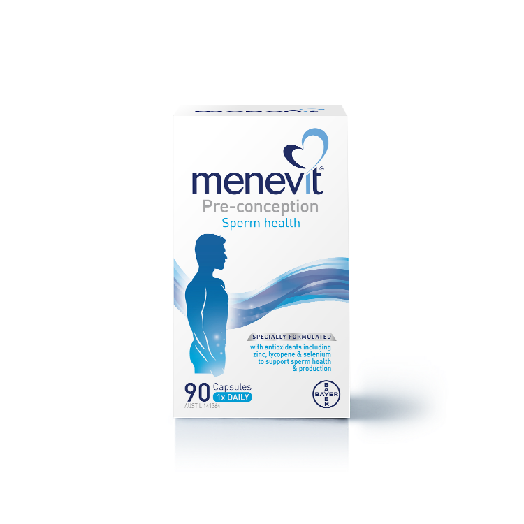 White box of Menevit Pre-conception Sprem Heath supplement